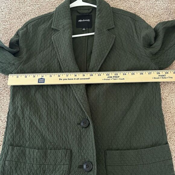Madewell Green Diamond Jacquard Shaw Blazer Jacket Size XXS Preppy Chic Winter - Picture 5 of 11